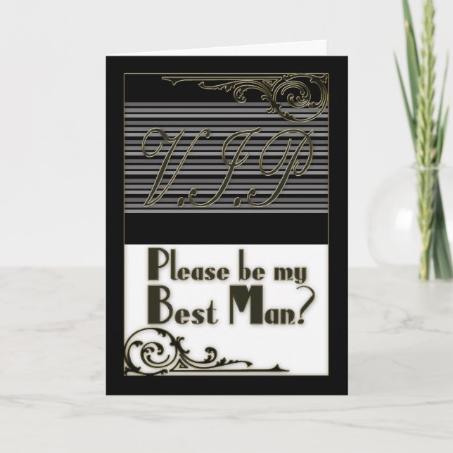 Convite Best Man V.I.P. Wedding Party Invitation Card (Frente)