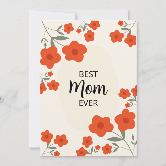 Convite Best Mom Ever-Mothers Day Ditsy Orange floral Card (Frente)