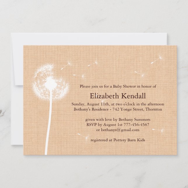 Convite Best Wishes Burlap Baby Shower Invitation (Frente)