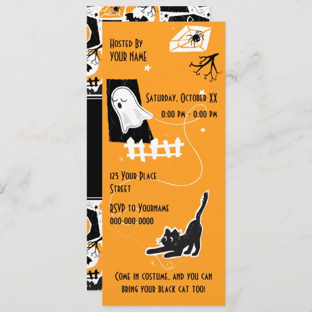 Convite Beware of the cat! (Frente/Verso)