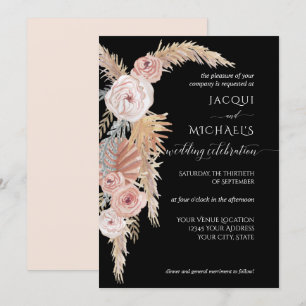 Convite BHO Pampas Foliage Black Blush Brown Floral