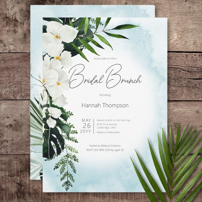 Convite Bho Tropical Aqua Watercolor Bridal Brunch (Boho Tropical Aqua Watercolor Bridal Brunch Invitation)