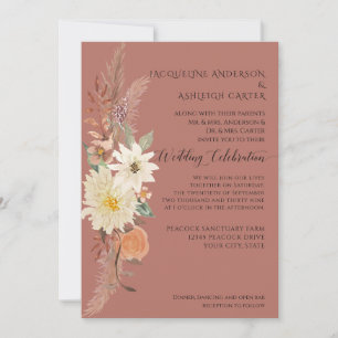 Convite BHO Watercolor Floral Pampas Grass Fall Elegante