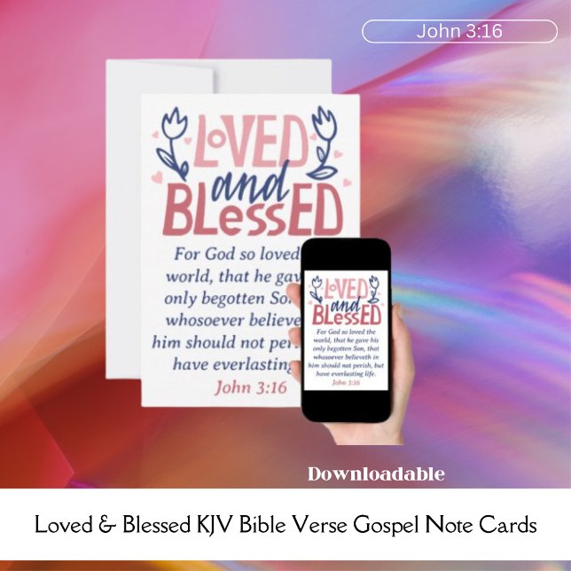 Convite Bíblia KJV Amada e Abençoada Verse Gospel Nota Car (Loved & Blessed KJV Bible Verse Gospel Note Card)