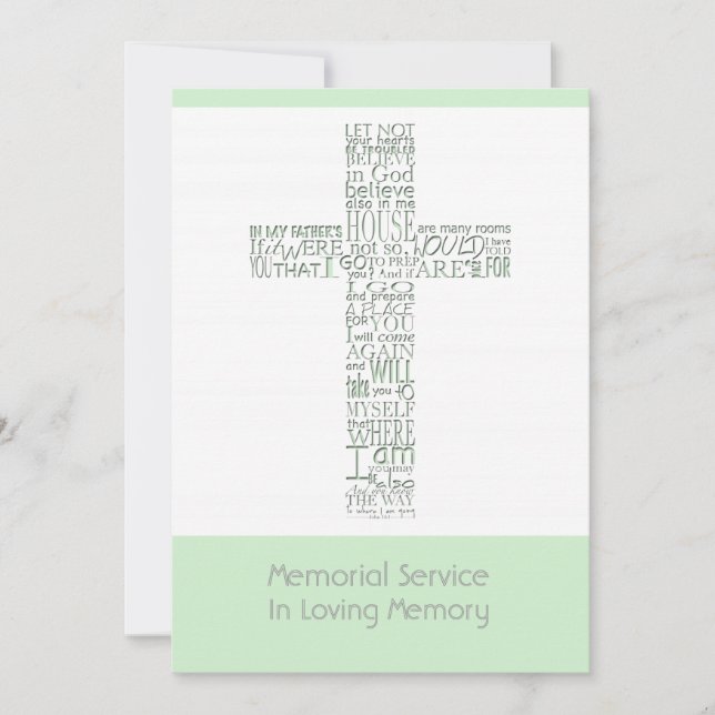 Convite Bíblias Versos do Serviço Memorial John 14 10 (Frente)