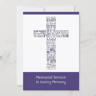 Convite Bíblias Versos do Serviço Memorial John 14 Purpl