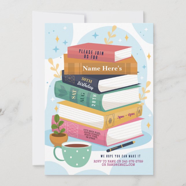 Convite Biblioteca de Aniversário do Livro Convidar a Ler  (Frente)