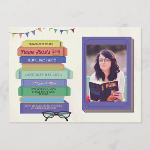 Convite Biblioteca de Aniversários do Livro Convidar Lendo