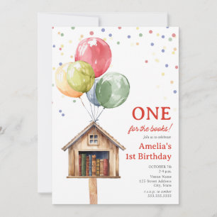 Convite Biblioteca de Balões de Aniversário de Um Ano Para