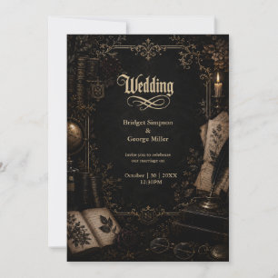 Convite Biblioteca de Casamento de Livros de Academia Somb