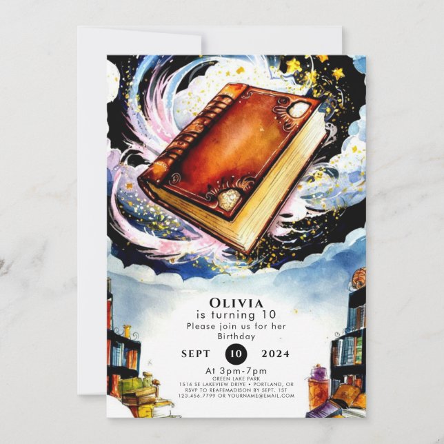 Convite Biblioteca de diversão Boho Storybook Birthday (Frente)