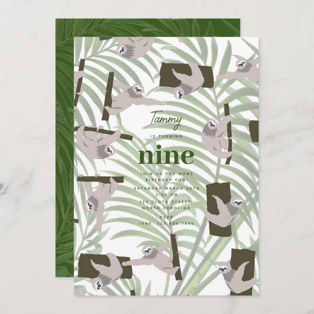 Convite Bicho-da-coroa na Festa de aniversário da floresta (Frente/Verso)