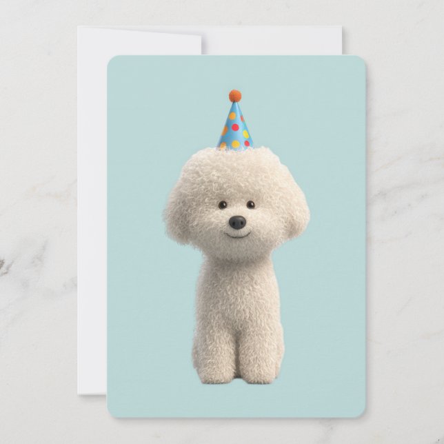 Convite Bichon Frise Birthday Party (Frente)