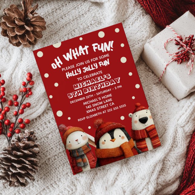 Convite Bichos Cachorros Vermelhos Festivos Festas de aniv (Criador carregado)