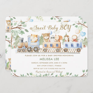 Convite Bichos-de-floresta-curva treinam Chá de fraldas ve