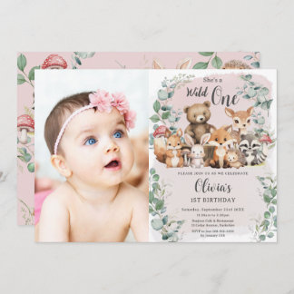 Convite Bichos de Floresta Selvagem Uma Foto De primeiro a