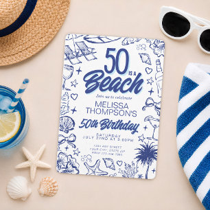 Convite Bicicleta 50º Aniversário de Praia Desenhada à Mão