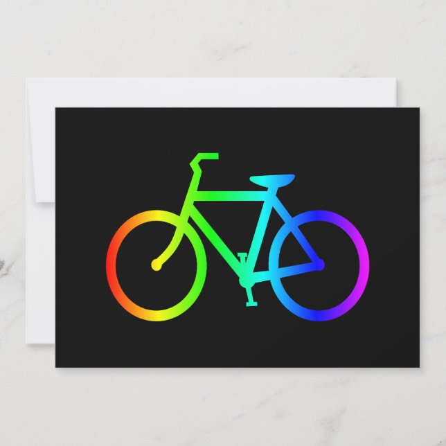 Convite Bicicleta Arco-íris com Ombre Brilhante (Frente)