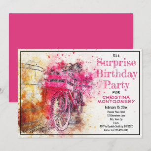 Convite Bicicleta de Aquarela de Festa de aniversário Sur