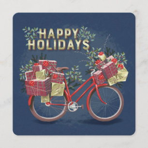 Convite Bicicleta de Natal Vermelho com Presentes