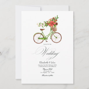 Convite Bicicleta de Poinsettia de Natal Charme de Casamen