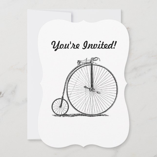 Convite Bicicleta de Roda Alta Penny Farthing (Frente)