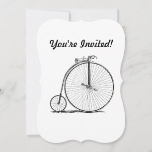 Convite Bicicleta de Roda Alta Penny Farthing