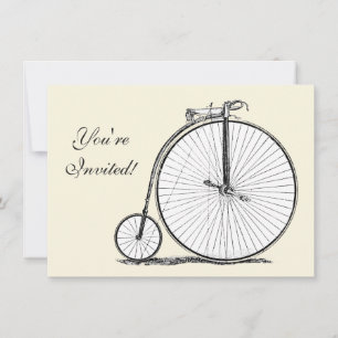 Convite Bicicleta de Roda Alta Penny Farthing