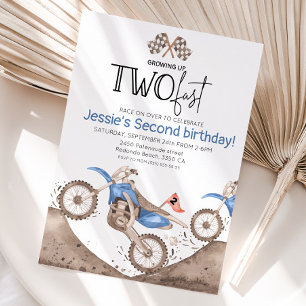 Convite Bicicleta de terra azul aniversário de 2 anos - Cr