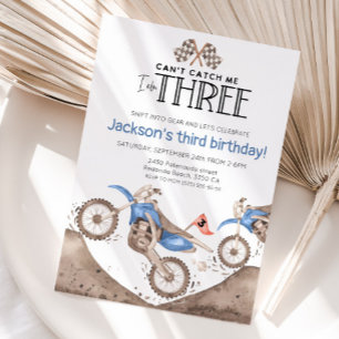 Convite Bicicleta de terra azul no 3º aniversário - Não co