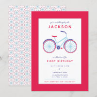 Bicicleta Ilustrada Retroativa em Aniversário Verm