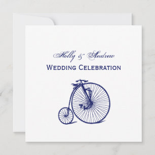 Convite Bicicleta Penny Farthing Vintage Velocipede Azul