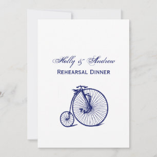 Convite Bicicleta Penny Farthing Vintage Velocipede Azul