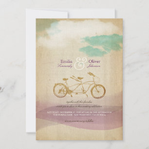 Convite Bicicleta Tandem 2 Aquarela Casamento Rústico Vint