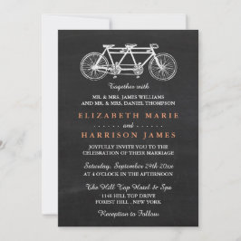 Convite Bicicleta Tandem No Casamento De Chalkboard