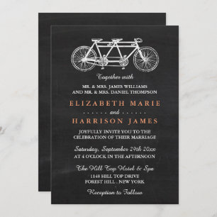 Convite Bicicleta Tandem No Casamento De Chalkboard