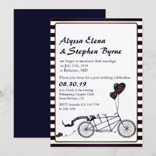 Convite Bicicleta Tandem Romântica Recepção Pós-Casamento