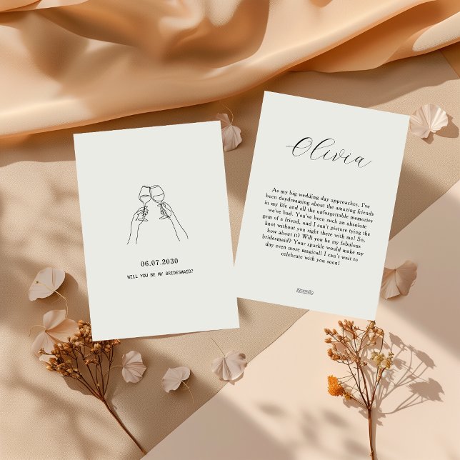 Convite Biege Minimal Be My Bridesmaid Invitation (Criador carregado)