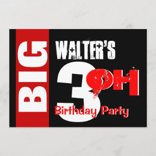 Convite Big 30 Birthday Red Black W1711