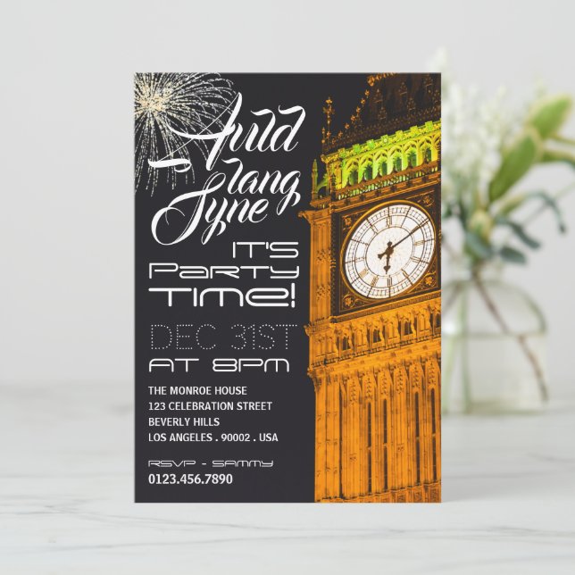 Convite Big Ben de Londres, Festa de Véspera de Ano Novo (Em pé/Frente)
