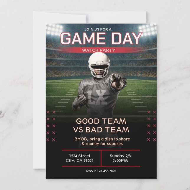 Convite BIG GAME Football Party Invitation (Frente)