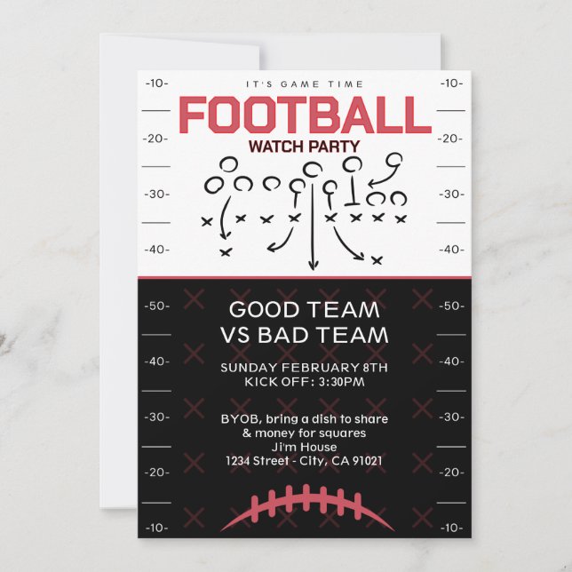 Convite BIG GAME Football Party Invitation (Frente)