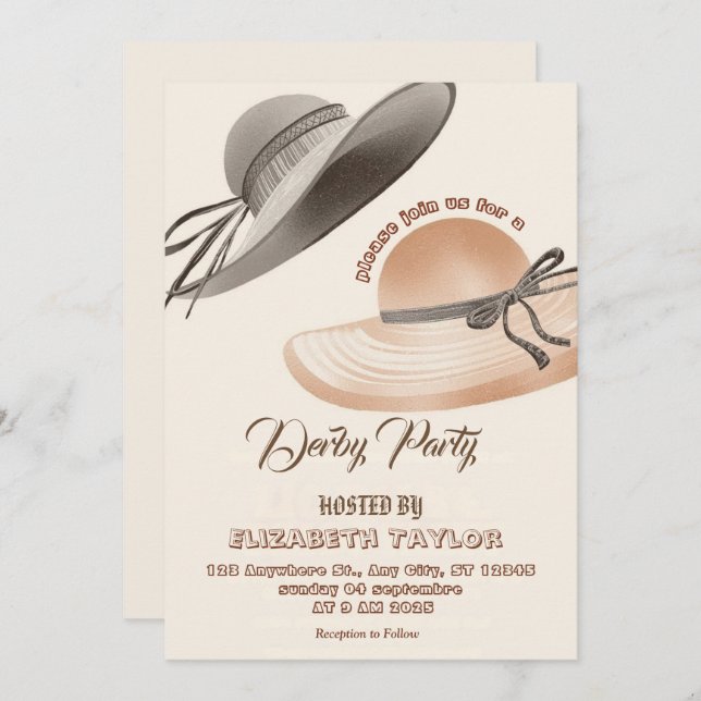 Convite Big Hat Derby Party Invitation (Frente/Verso)