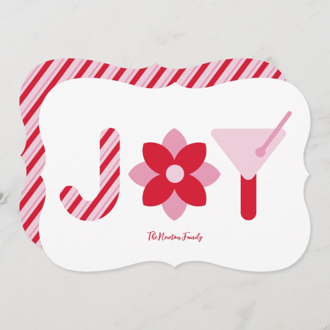 Convite Big Joy Red and Pink Holiday Card (Frente/Verso)