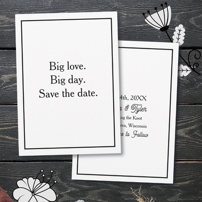 Convite Big love. Big day. Save the date. Black Border (Criador carregado)