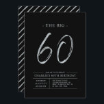 Convite Big Sessenta | Prata e Festa de aniversário 60a pr<br><div class="desc">Celebre seu dia especial com este simples na moda 60º convite de aniversário. Este design apresenta um script de pincel "O Grande 60" com um layout limpo em uma combinação de cores Prata e Preto. Há mais designs e suprimentos de festas disponíveis no meu compro,  BaraBomDesign.</div>