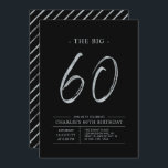 Convite Big Sessenta | Prata e Festa de aniversário 60a pr<br><div class="desc">Celebre seu dia especial com este simples na moda 60º convite de aniversário. Este design apresenta um script de pincel "O Grande 60" com um layout limpo em uma combinação de cores Prata e Preto. Há mais designs e suprimentos de festas disponíveis no meu compro,  BaraBomDesign.</div>