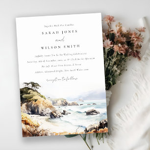 Convite Big Sur, Califórnia Casamento Paisagem Aquarela