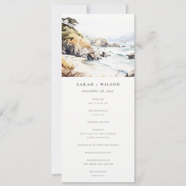 Convite Big Sur, California Landscape Wedding Program (Frente)
