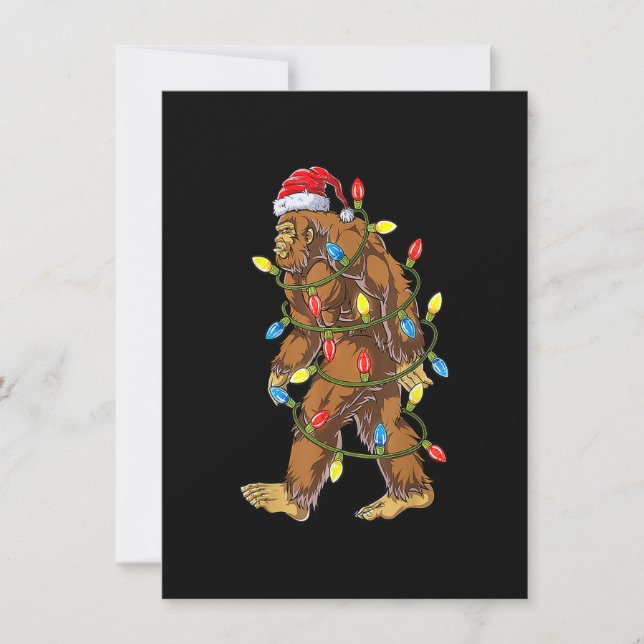 Convite Bigfoot Papai noel Árvore de Natal Luz Engraçada X (Frente)